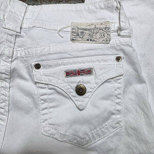 Hudson Women’s White Flare Jeans Size 28 Stretch Denim Flap Pockets Y2K